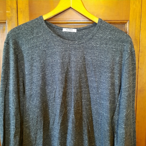 Buck Mason 100% Cotton Curved Hem Tee Black Marled Long Sleeve T-shirt Size L - Picture 2 of 10